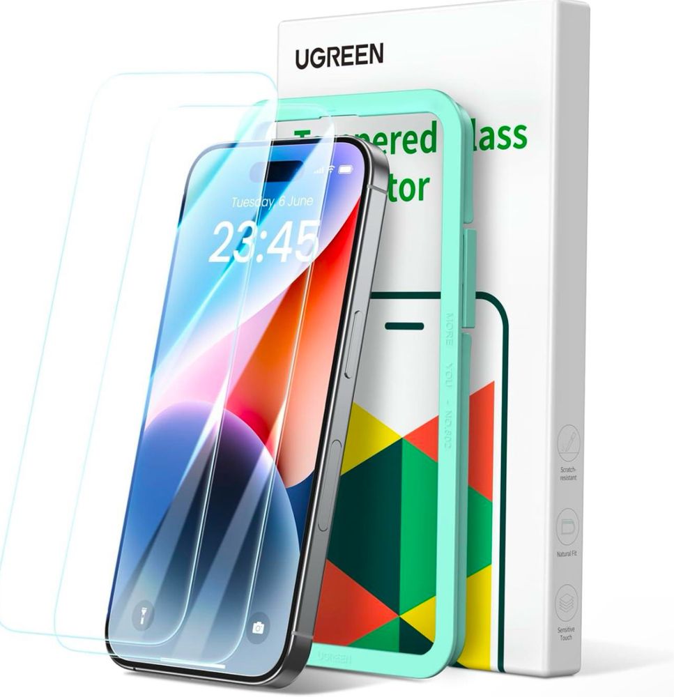 Защитное стекло Ugreen iPhone 16 Pro Max, 16 Pro, 15 Pro, набор 2 шт