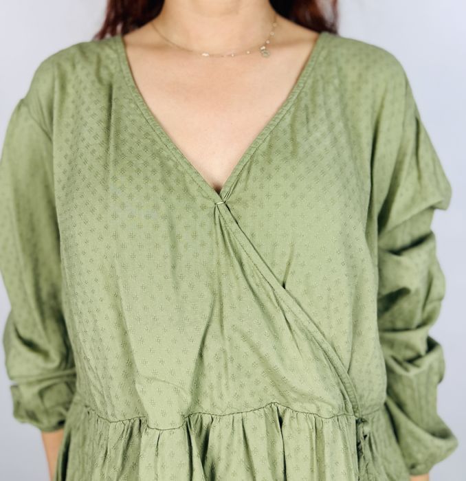 Zielona bluzka kopertowa z wiązaniem 4XL 48 C&A