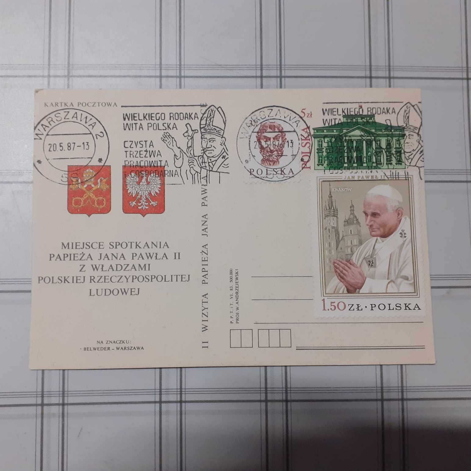 Pocztówka z wizyty Jana Pawła II w Polsce