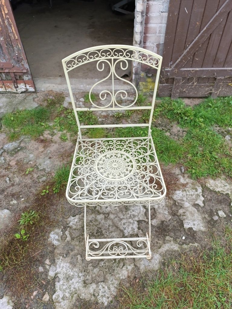 Krzesło metalowe składane żelazne vintage