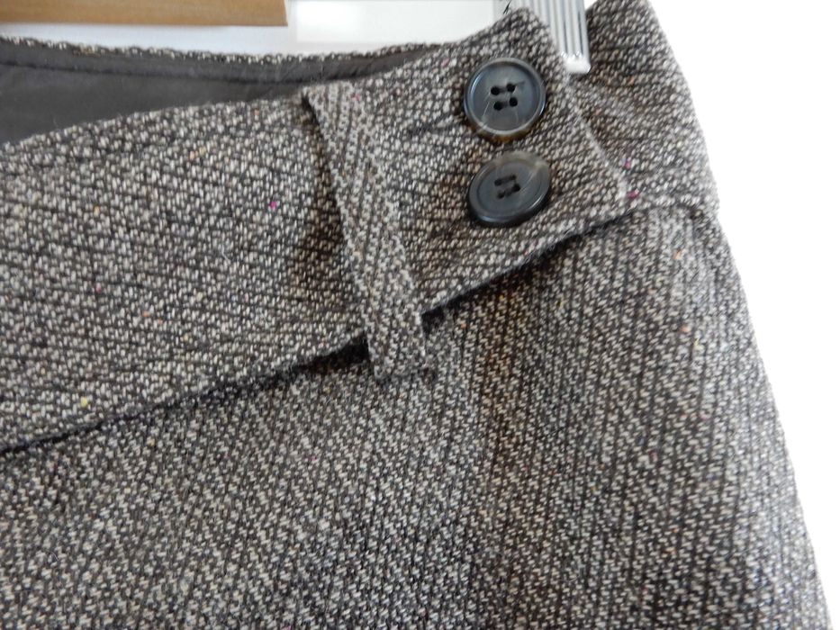 Spodnie dzianinowe proste szeroka nogawka brązowe z wełną New Look 36