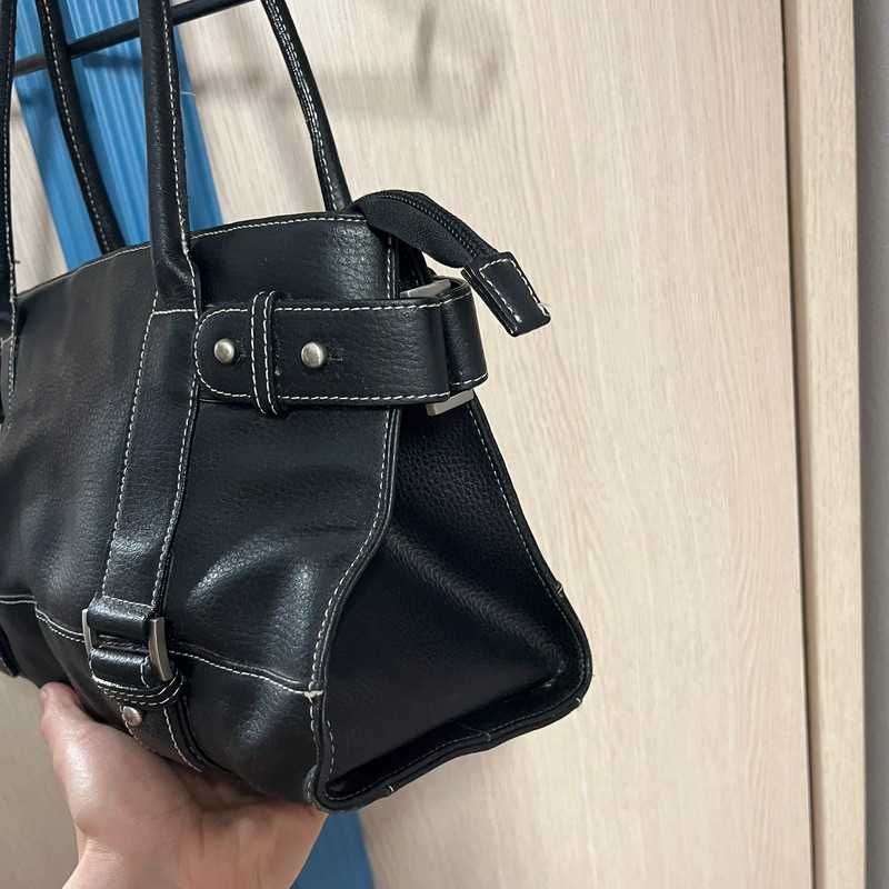 Vintage Torebka Skórzana Z Paskami Y2K Leather Bag Retro 90s