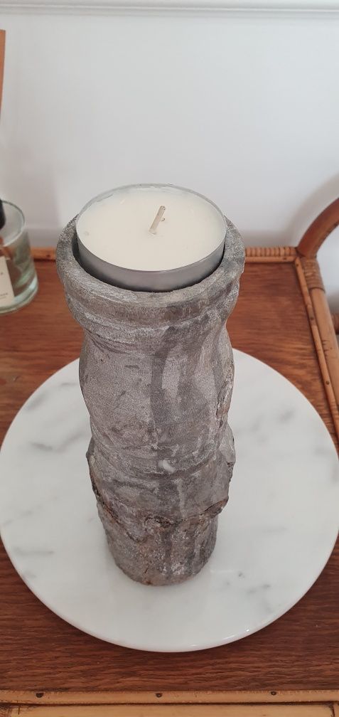 Vintage świecznik z drewna
