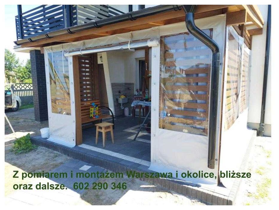 Przezroczysta osłona 1 mm na taras,  z pomiarem, montażem, Warszawa.
