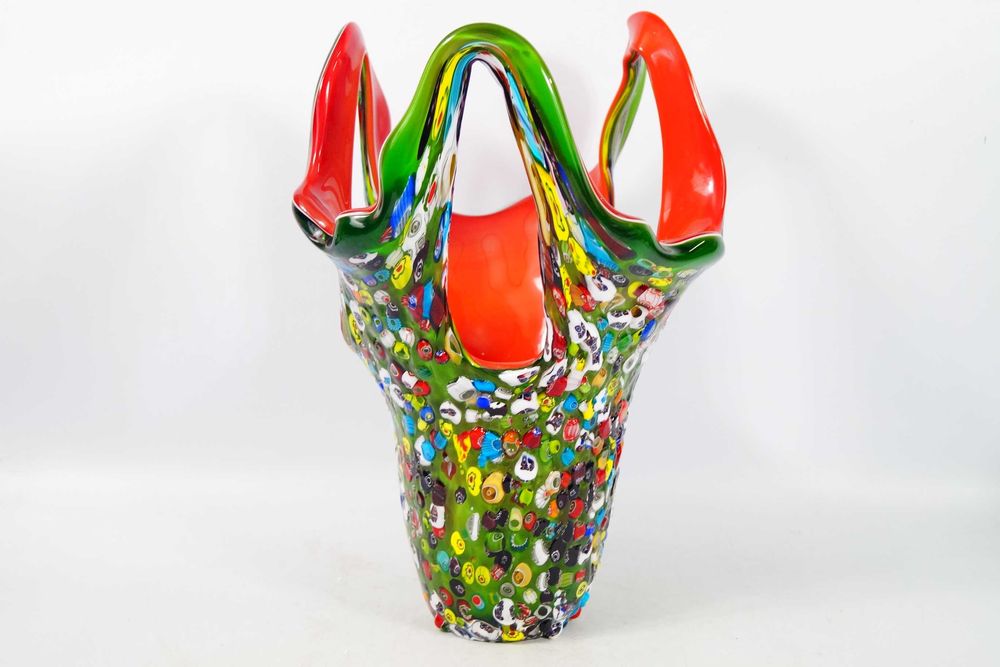 Wazon Murano style kolorowy szkło 3D cały wypukły unikat