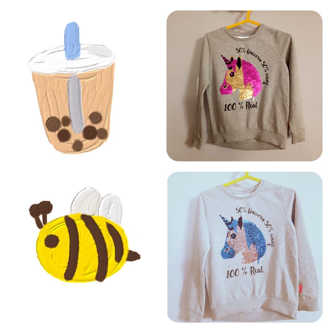 Bluza Unicorn Jednorożec Emoji C&A dla dziewczynki cekiny  rozm.146.15