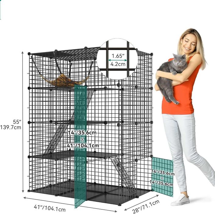 Klatka dla szynszyli królika kota XXL WIELKA NOWA 4 poziomy czarna