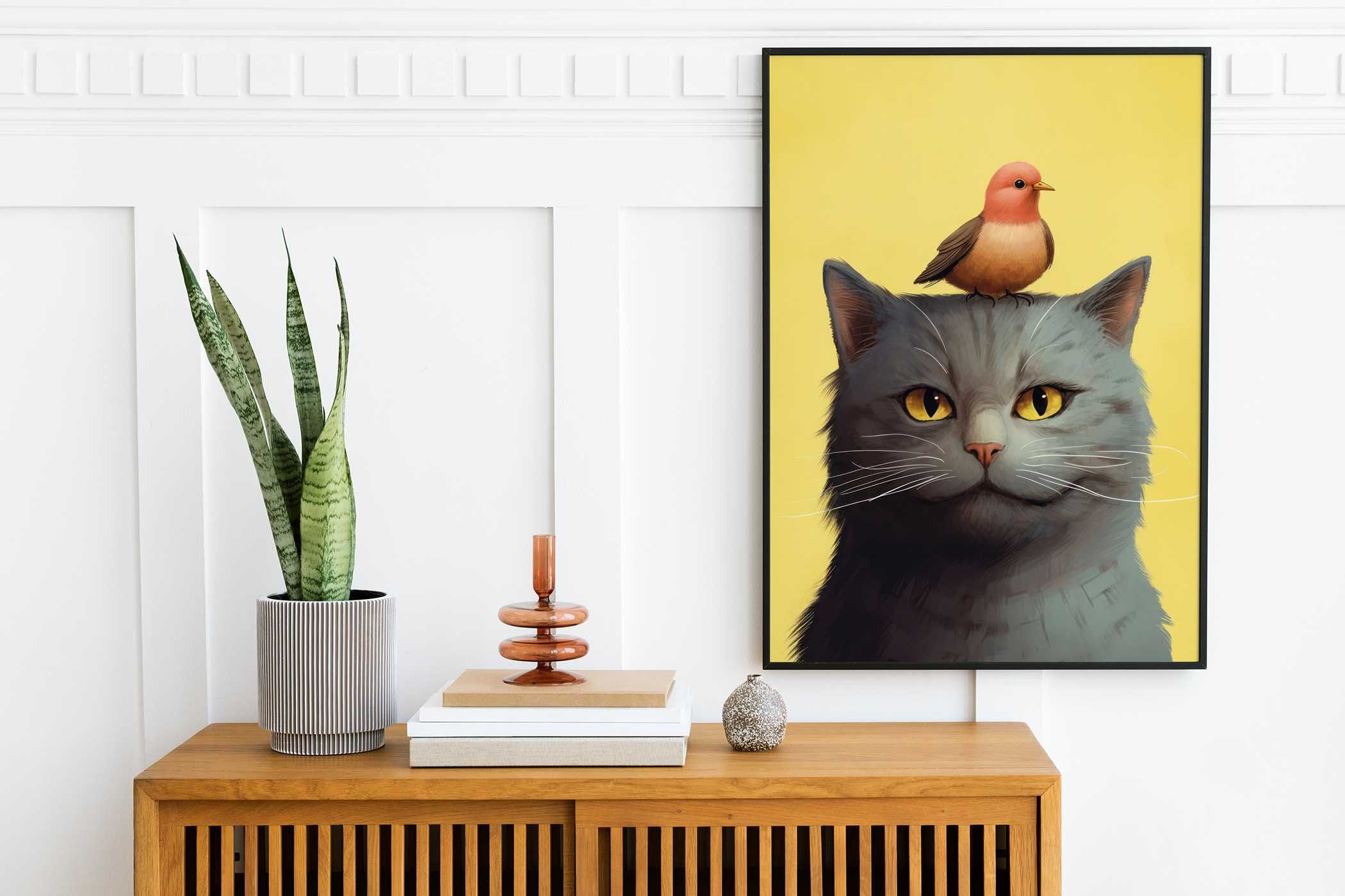 Plakat A3 Kot i ptaszek