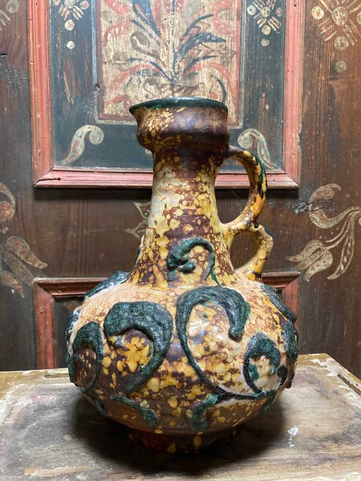 Duży ciekawy ceramiczny wazon z połowy wieku, NRD lata 60.