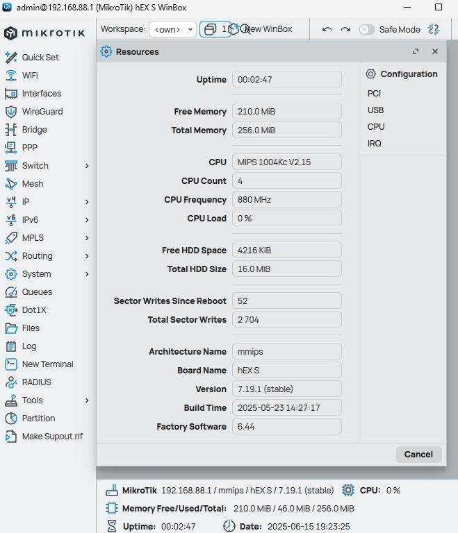 Router MikroTik hEX S sfp vlan vpn