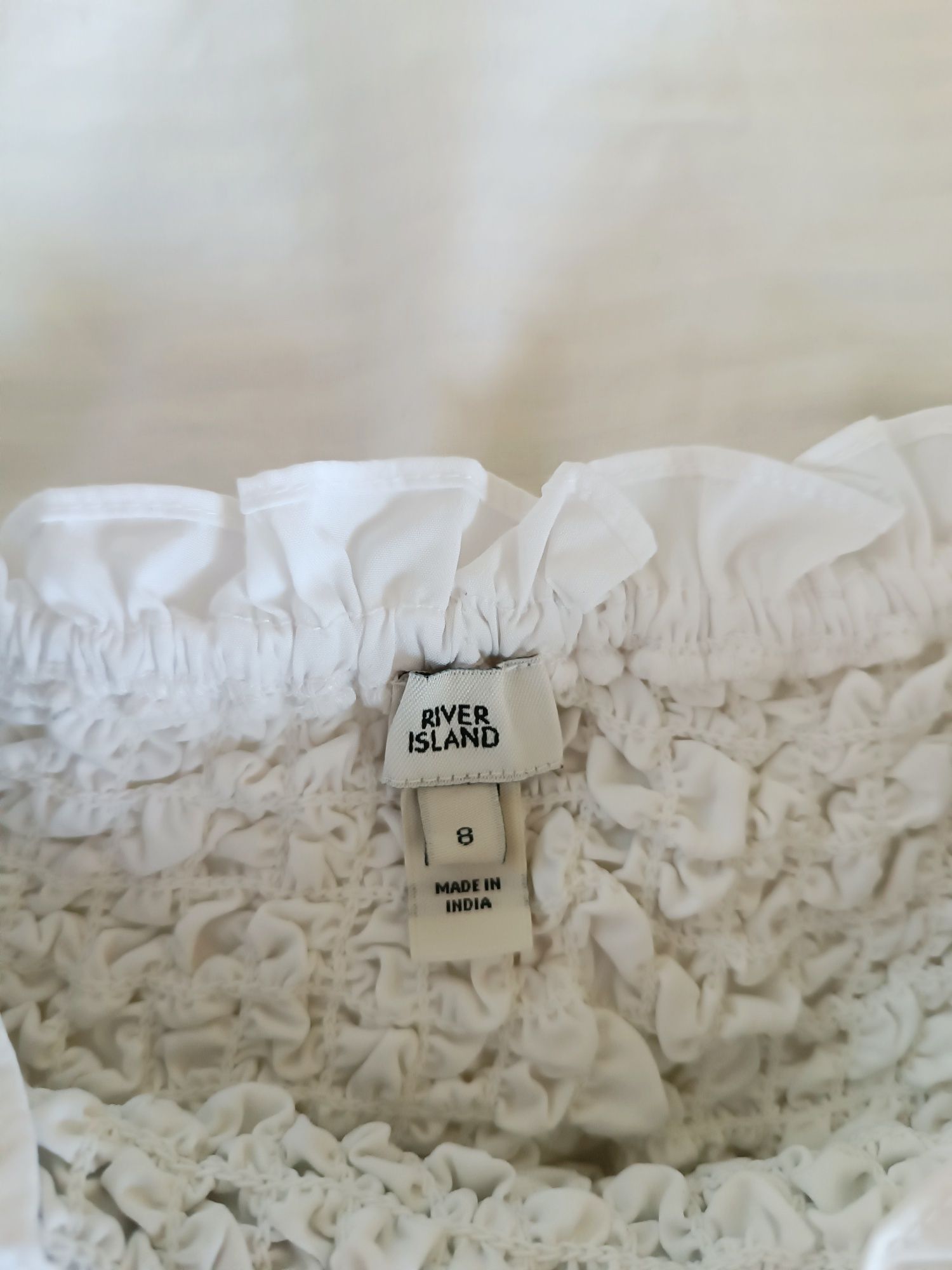 River Island / Biały top żakardowy tłoczony kokardki goth lolita / S