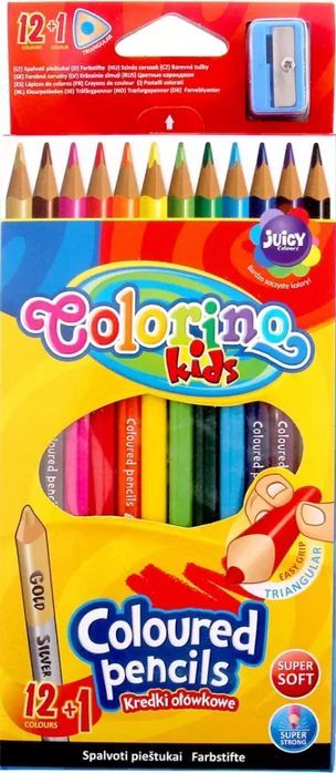 Kredki Colorino ołówkowe, trójkątne (12 sztuk) z temperówką. Patio