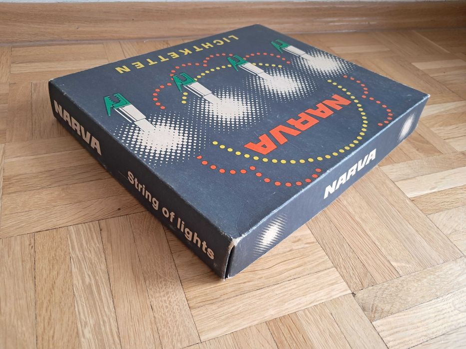 Lampki choinkowe NARVA świeczki, żabki, 16 szt, żółte vintage 1971