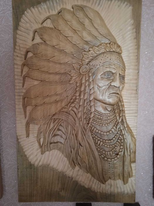 Картина из дерева Индеец