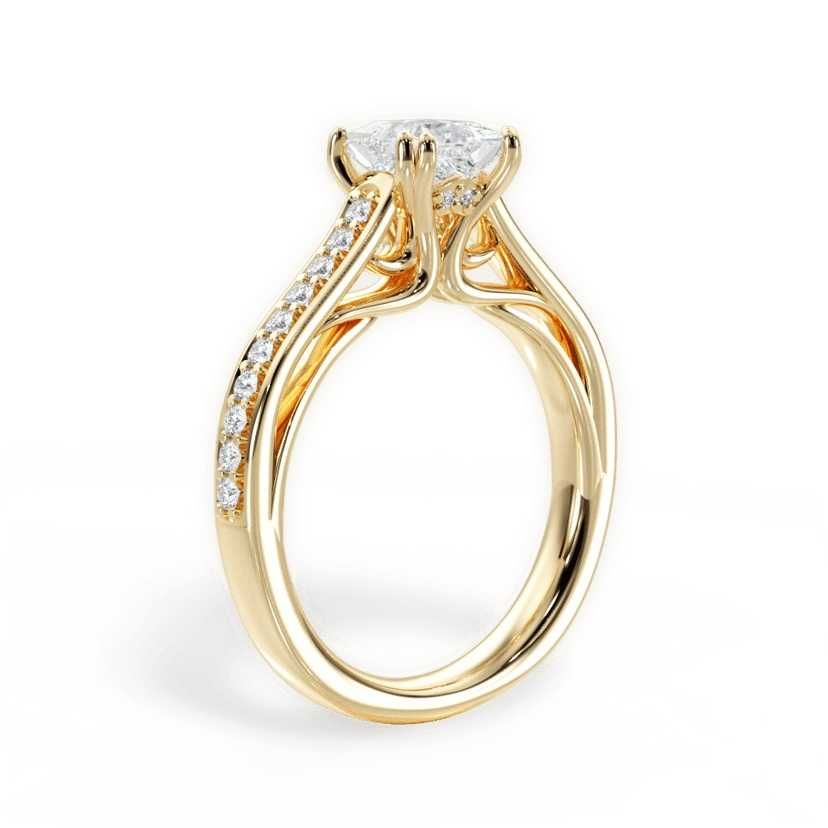 Золотое кольцо для помолвки с бриллиантом принцесса 1,00 карат. НОВОЕ