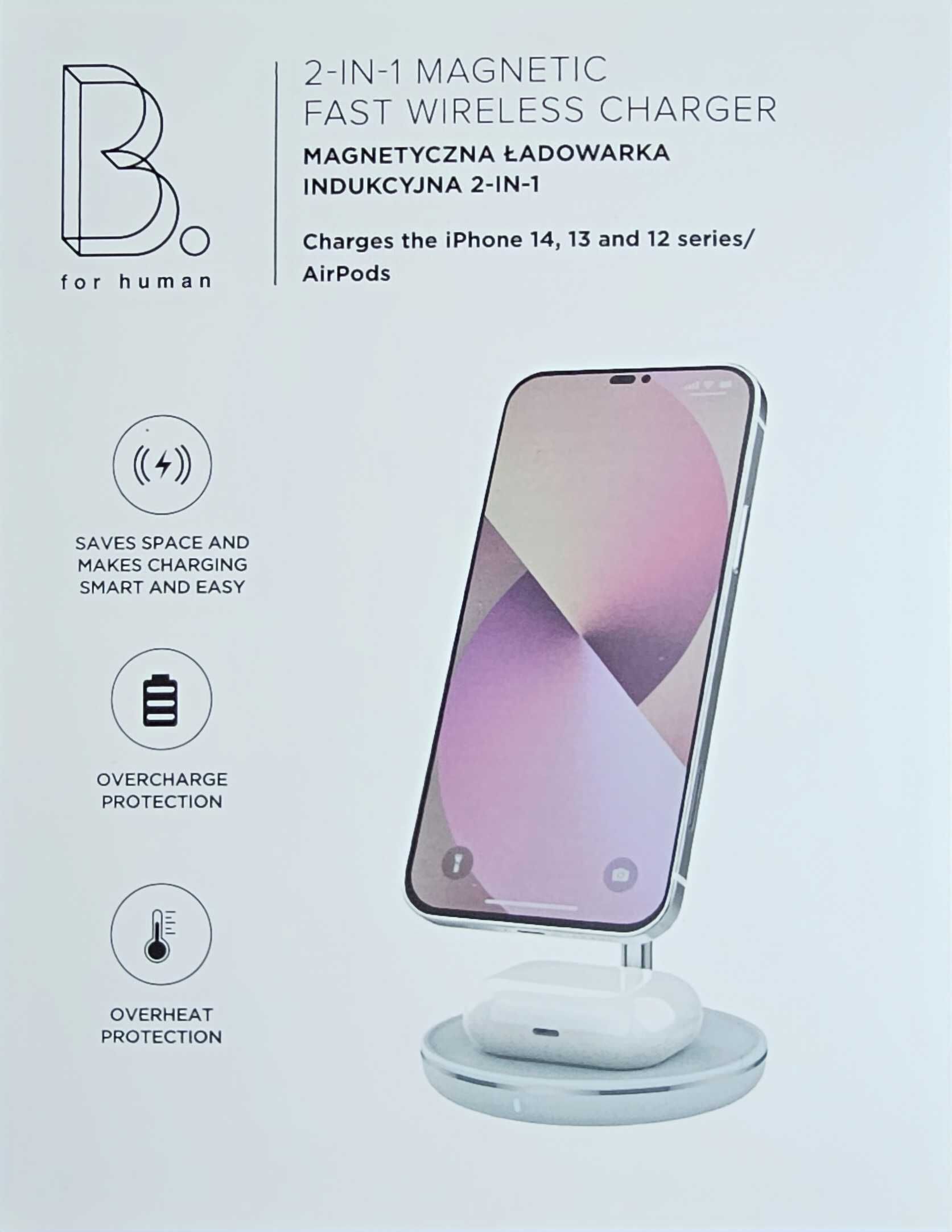 B.On 2-in-1 Magnetic Fast Wireless Charger White