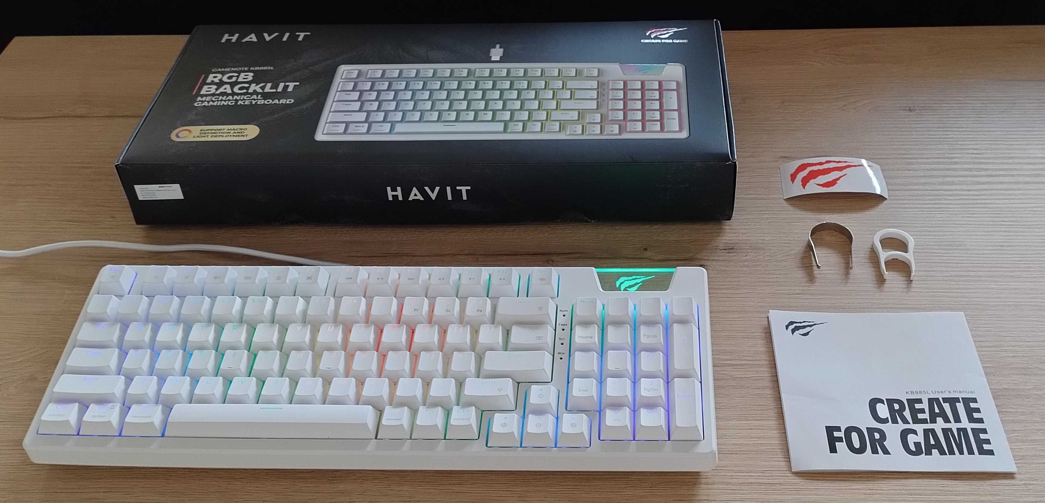 Klawiatura mechaniczna Havit KB885L RGB - Biała