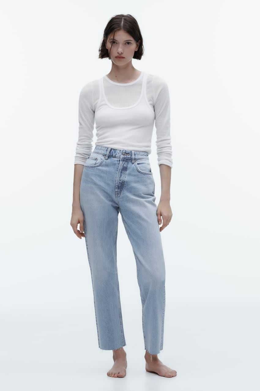 Прямые джинсы с высокой посадкой от zara, 36, 42р, оригинал