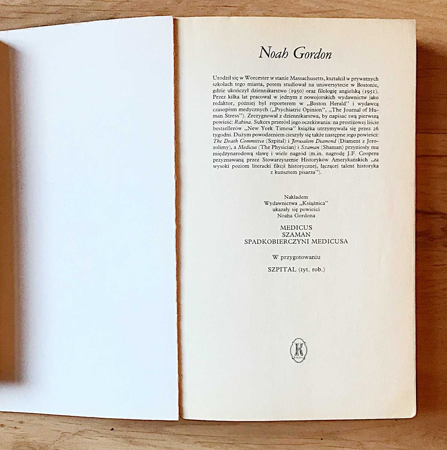 Judaica Noah Gordon Rabin i Medicus z Saragossy kpl 2 +