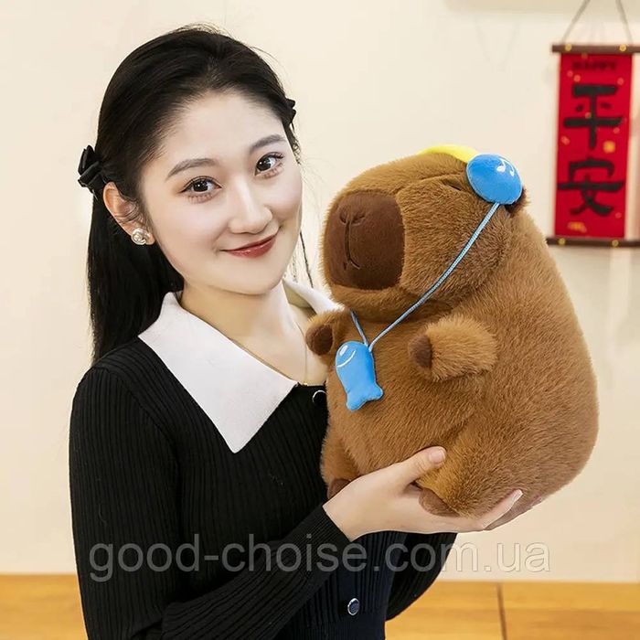 М'яка іграшка Капібара в навушниках 30см, Трендова іграшка Капібара