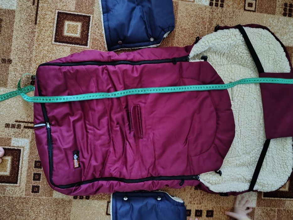 Набір конверт на овчині в коляску, сани. Рукавички на коляску