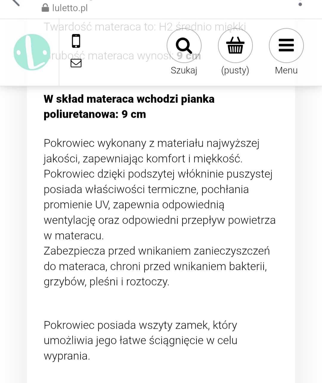 Materac do łóżeczka 170/90