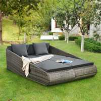 Leżanka 2-os meble ogrodowe rattanowe łóżko