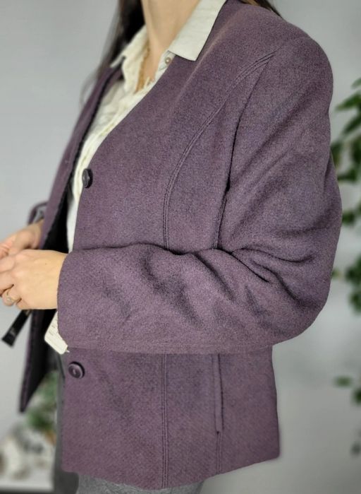 Nowa śliwkowa marynarka damska żakiet wełna kaszmir premium 2XL 3XL