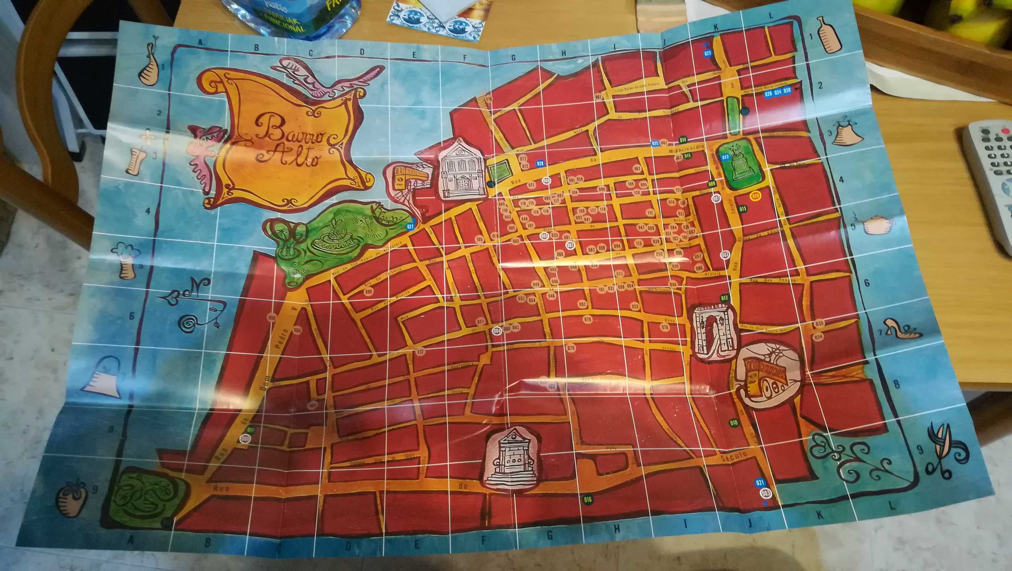 Mapa ilustrado do Bairro Alto, Lisboa (mapa com cerca de vinte anos)