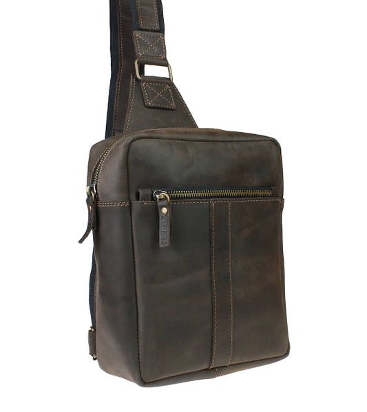 Сумка чоловіча слінг на плече бананка sms3-2(30) коричнева