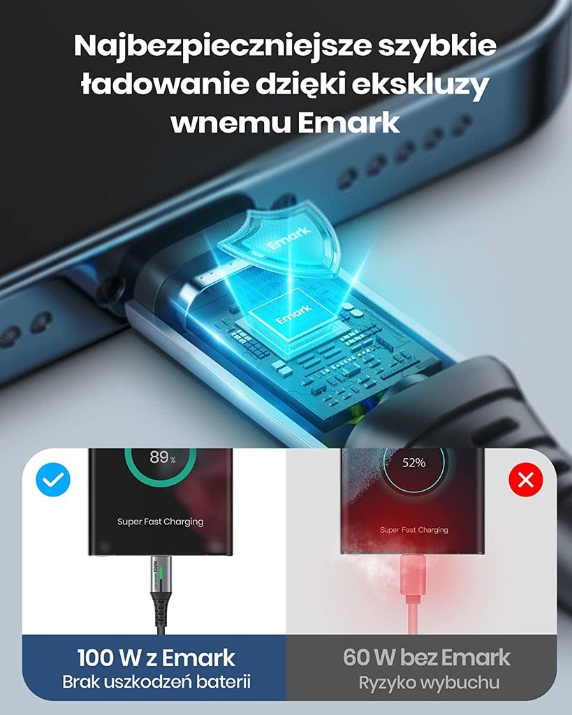 Kabel przewód usbc na usb c INIU USB - USB typ C 1 m czarny