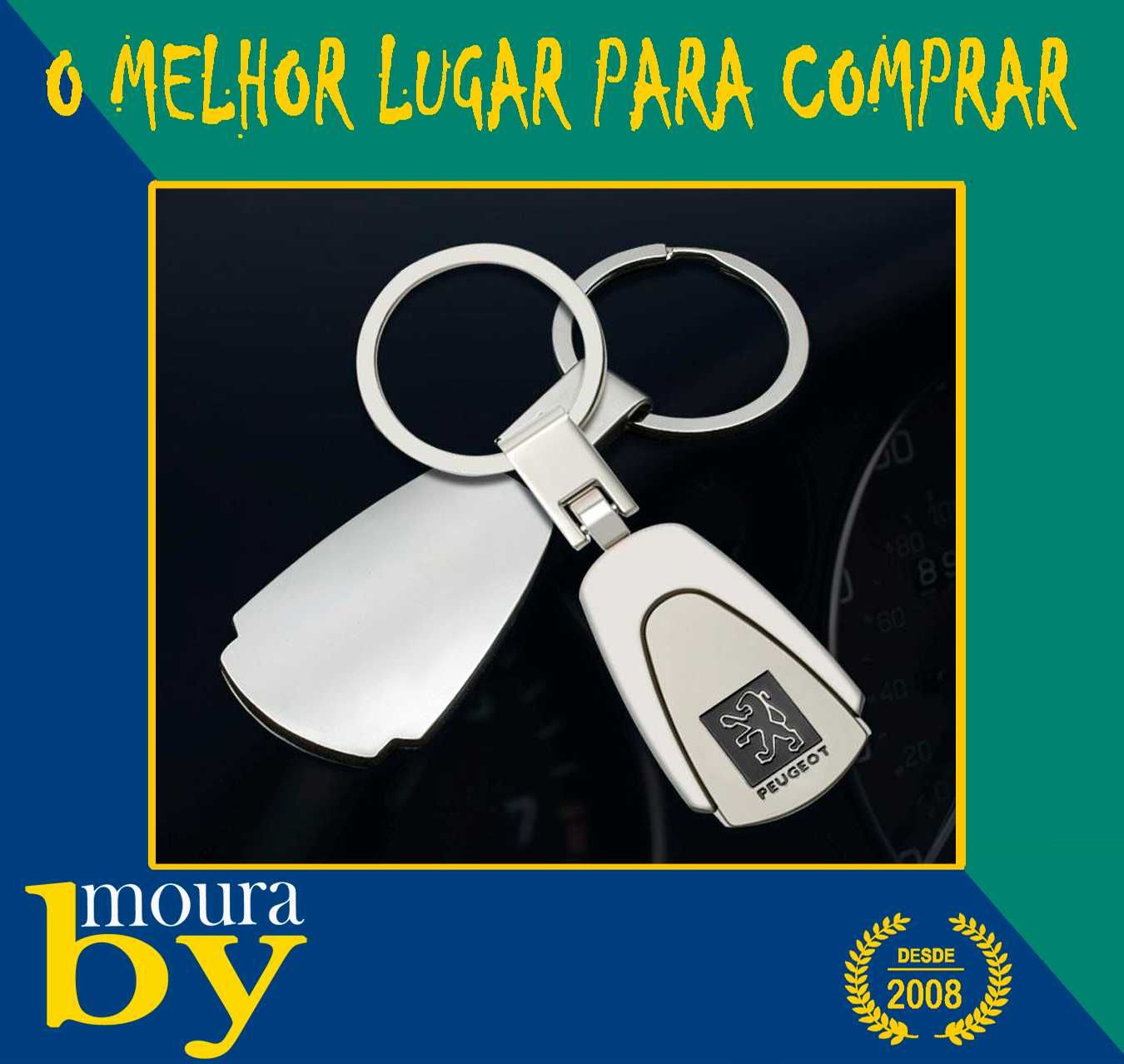 Porta Chaves Peugeot metálico e cabedal personalizados