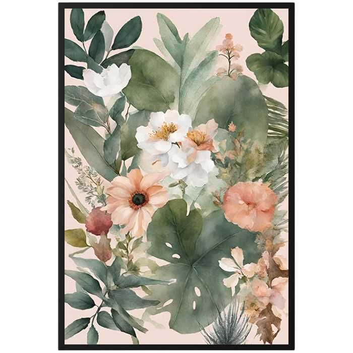 Plakat bukiet botaniczny w RAMIE do salonu/ sypialni - 30x40cm