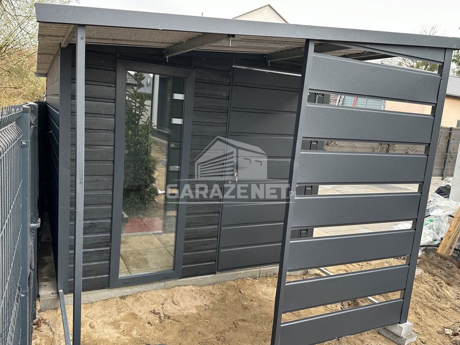 DOMEK OGRODOWY SCHOWEK 4X2,5 M + Wiata 1,2 X 2,5 M 3X Okno GB413
