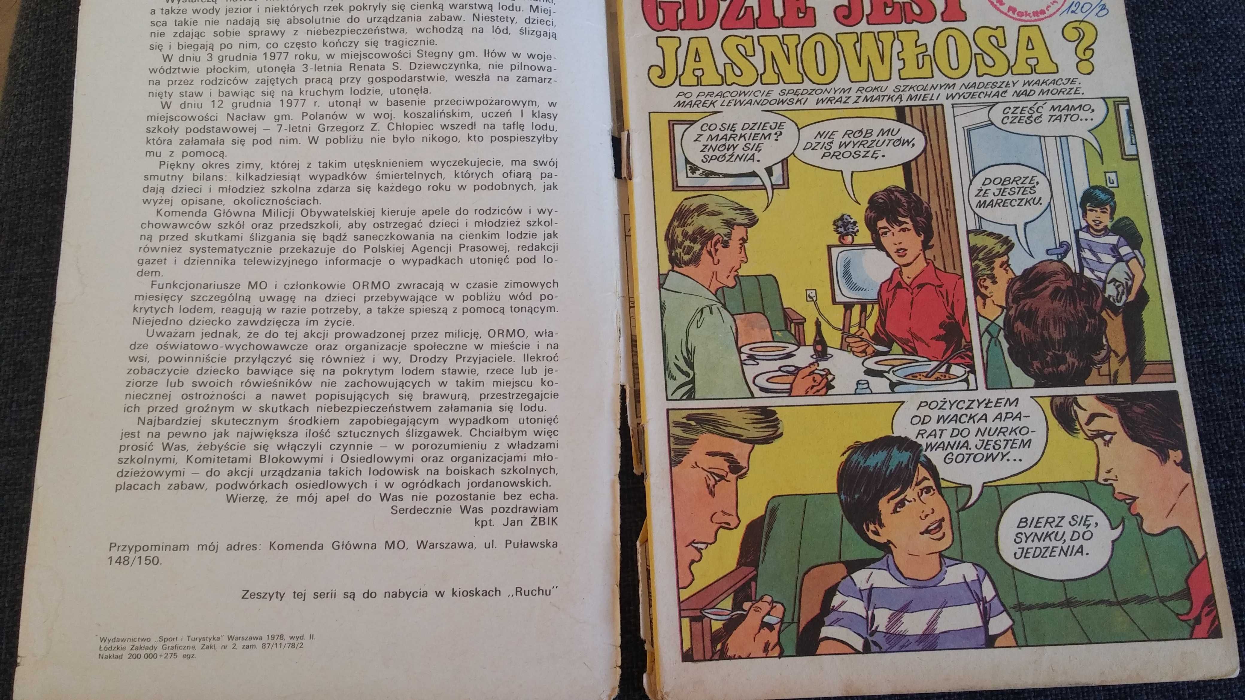 Gdzie jest jasnowłosa? kapitan Żbik 1978r komiks