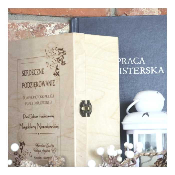 Prezent dla promotora na obronę grawer, pudełko, BOX 25X17X11, WZORY