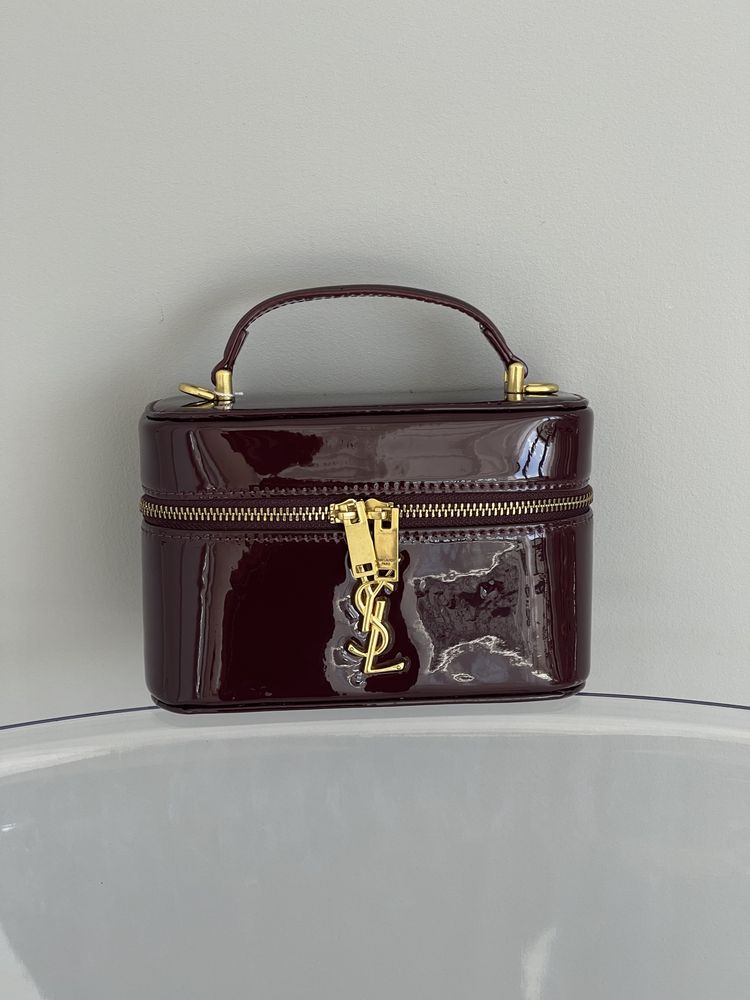 Сумка YSL Yves Saint Laurent Gaby Vanity Lacquered біла, бордова,чорна