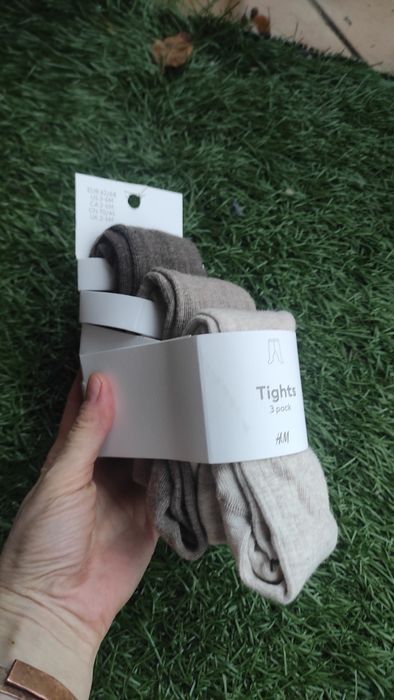 H&M nowe Rajstopy beżowe dla niemowlaka bawełna 62/68