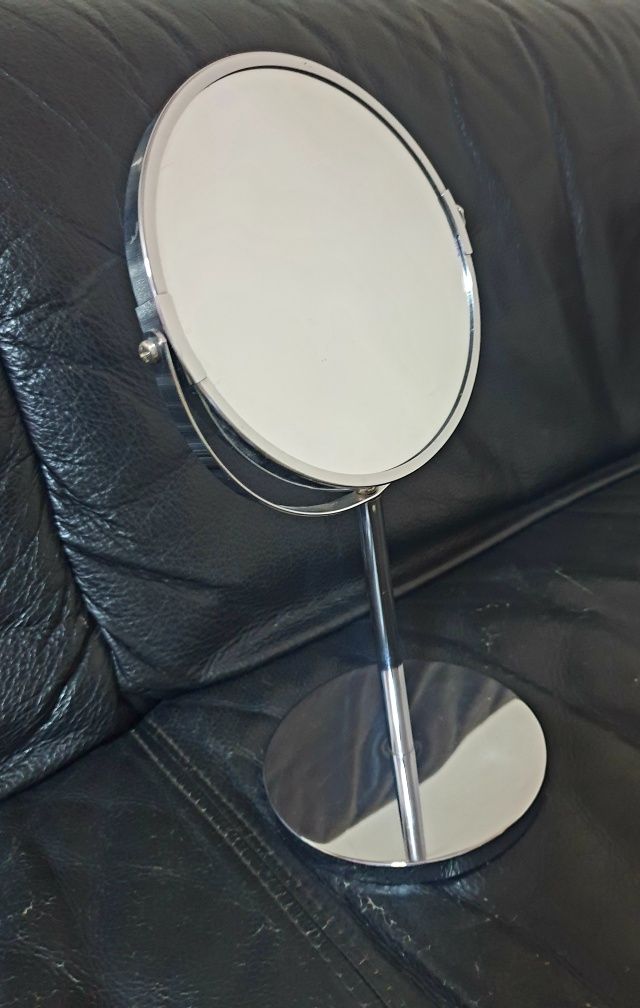 Nowe lustro dwustronne, kosmetyczne, stojące - chrom