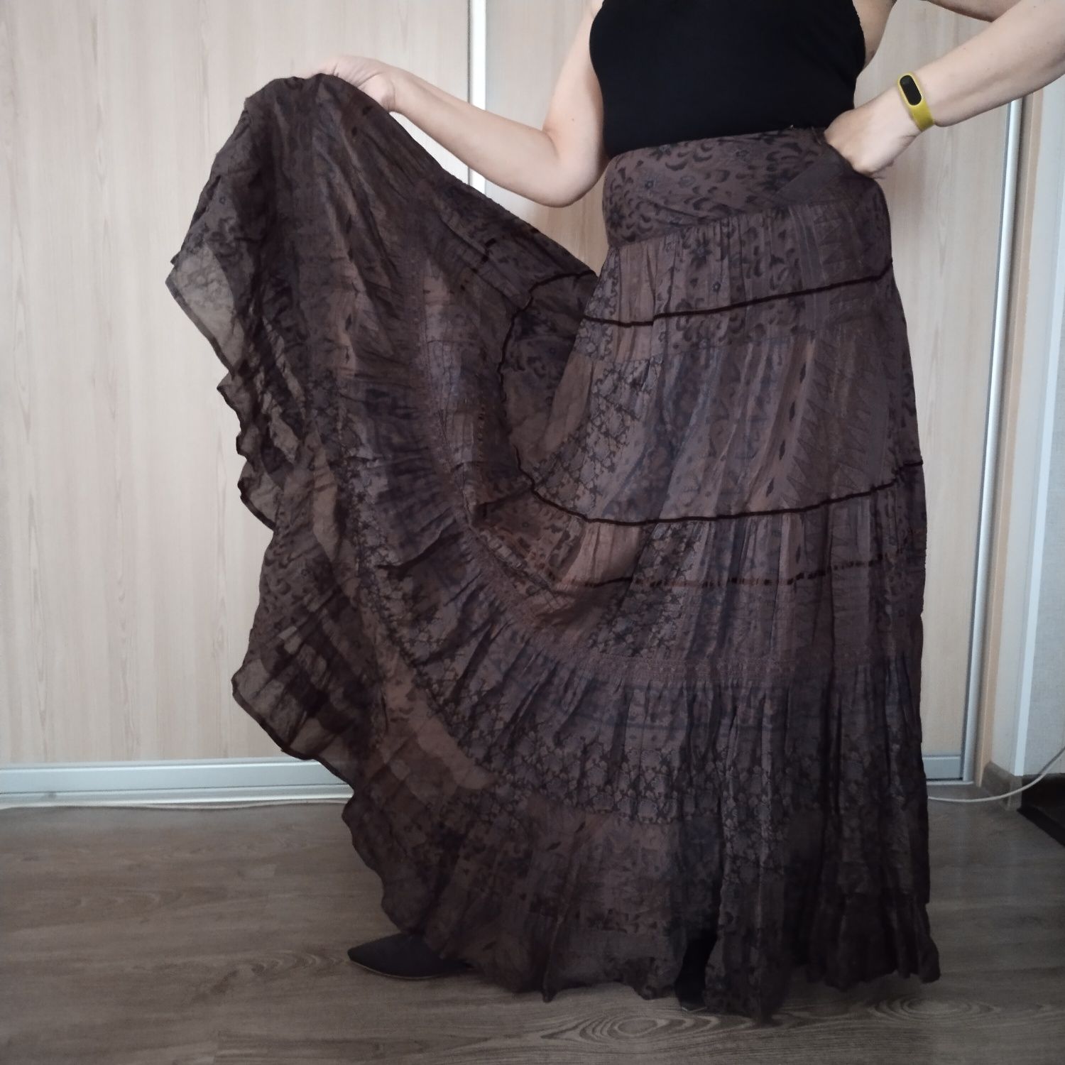 Zara длинная юбка в пол коричневая