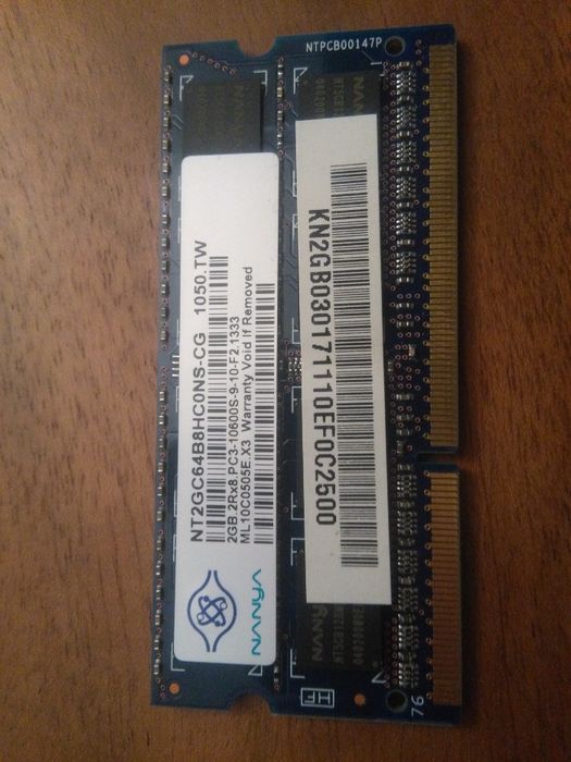 pamięć RAM DDR3 1333MHz 2GB+1GB =3GB dwie kości do laptopa