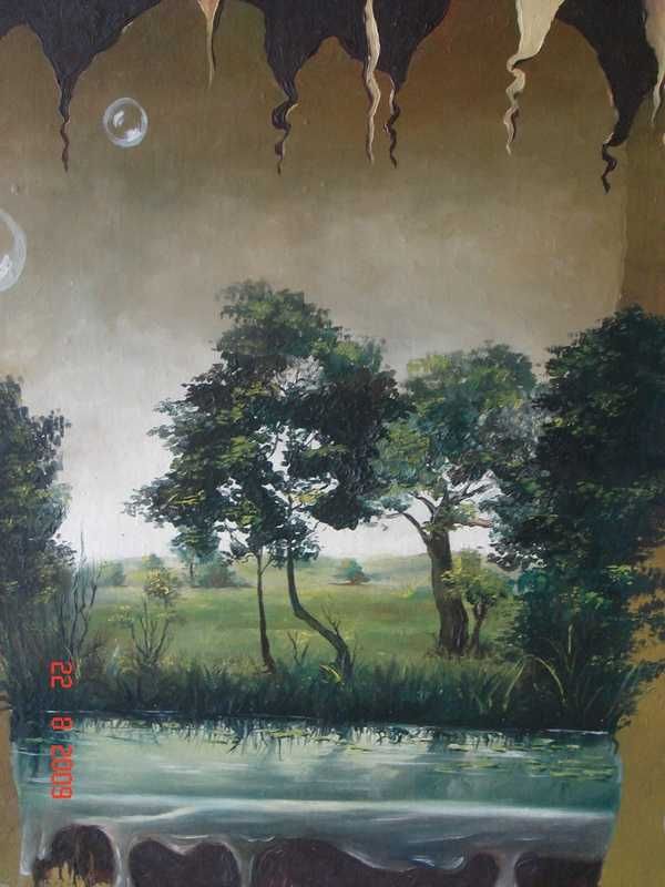 Obraz Ryszarda Rosińskiego (fantasy, surrealizm) olej, płótno