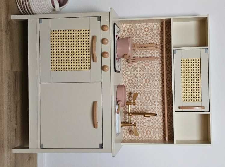 Kuchnia Drewniana dla Dzieci Odcienie Beżu Retro 100cm