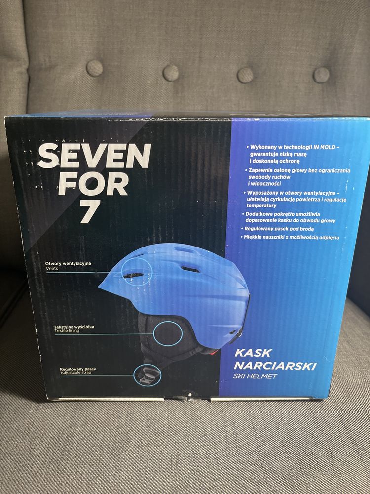 Kask narciarski nowy niebieski S seven for 7