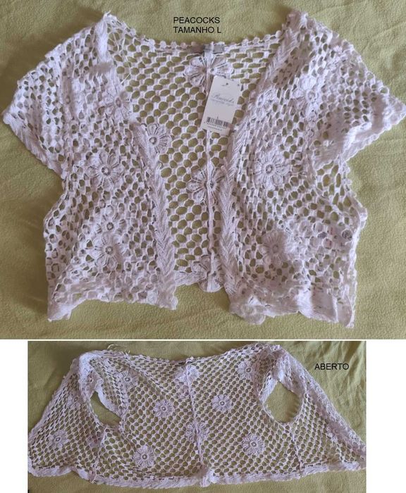 TOP Peacocks Branco - tamanho  L