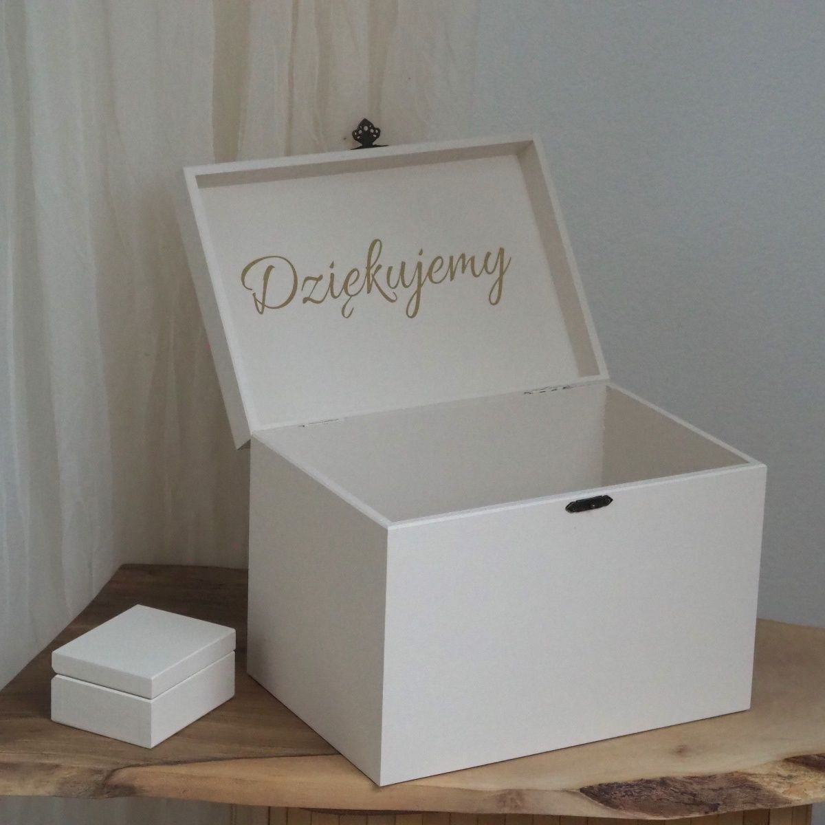 Skrzynka na koperty i pudełko na obrączki Minimalistyczne szampański