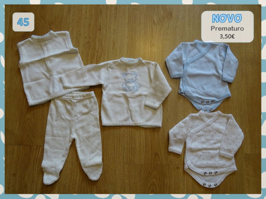 Conjuntos bebé, casacos e camisolas, 0-3 meses (oferta portes)