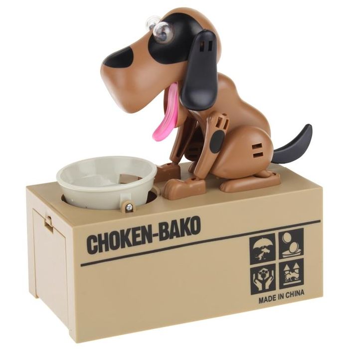 Skarbonka Interaktywna Automat Pies Piesek Zjada Monety Sejf - Brązowy