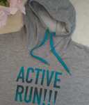 Bluza z kapturem do biegania Crivit szara z napisem sportowa oversize