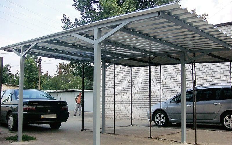 Навесы для автомобиля,ворота,заборы из профнастила.